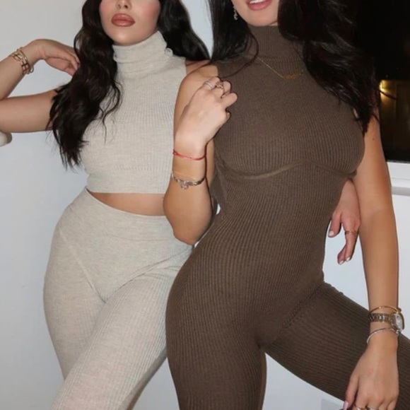 My Outfit Online Pants - Ribbed Jumpsuit | Brown
